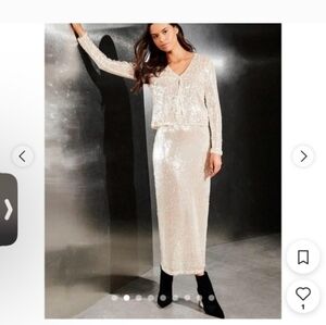 Gianni Bini Silver Sequin set